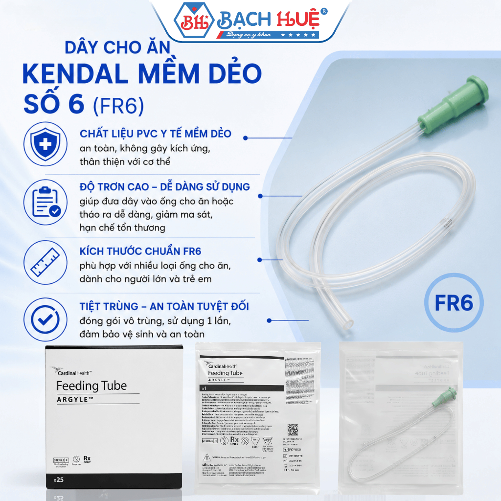 Dây Cho Ăn Kendal Số 6 Có Nắp Mềm Dẻo - Ống Thông Nuôi Ăn Y Tế Mềm Dẻo An Toàn Cho Bệnh Nhân
