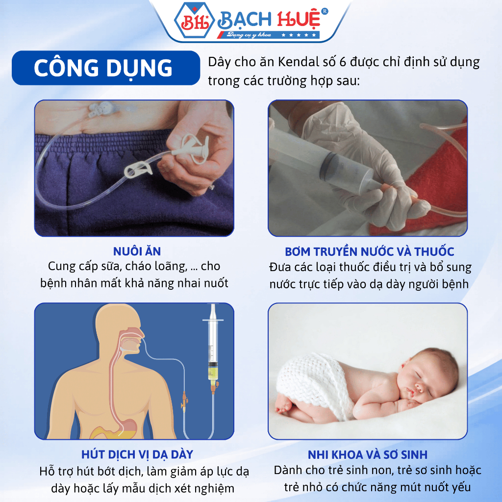 Dây Cho Ăn Kendal Số 6 Có Nắp Mềm Dẻo - Ống Thông Nuôi Ăn Y Tế Mềm Dẻo An Toàn Cho Bệnh Nhân