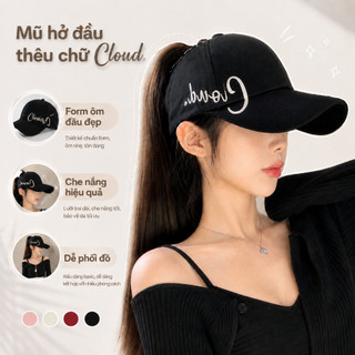 Mũ lưỡi trai Nón kết chống nắng nửa đầu thể thao thêu chữ Cloud chất kaki, mũ hở chóp thời trang form mềm unisex nam nữ
