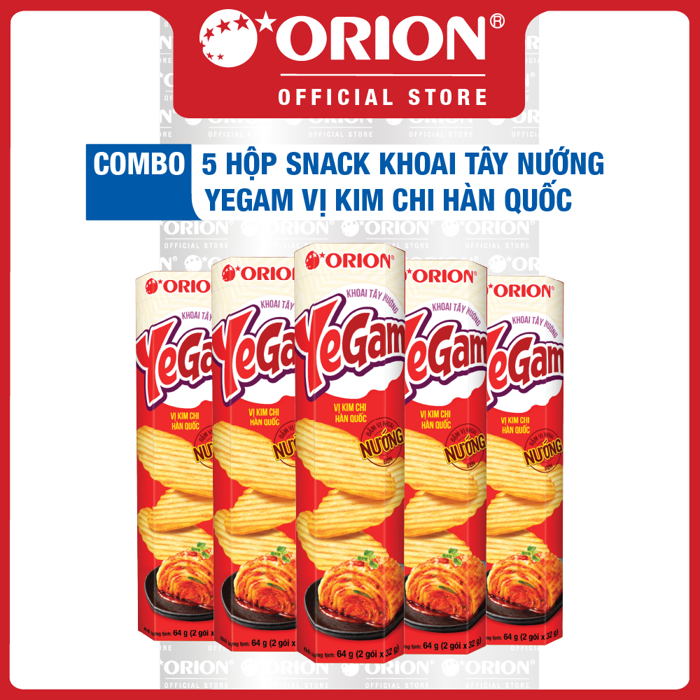 [LIVESTREAM] COMBO 5 Hộp Bánh Snack Khoai Tây Nướng Yegam vị Kim Chi Hàn Quốc (64G/Hộp)