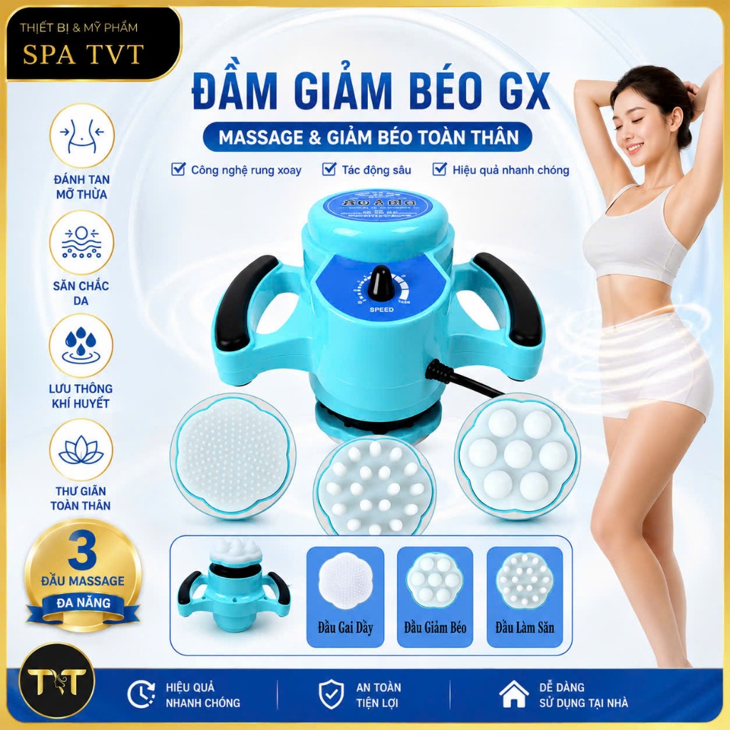 Đầm Rung MINI GX Xanh (G5 mini) Giảm Béo Body, Đánh Tan Mỡ Bụng Đùi Bắp Tay, Massage Thư Giãn