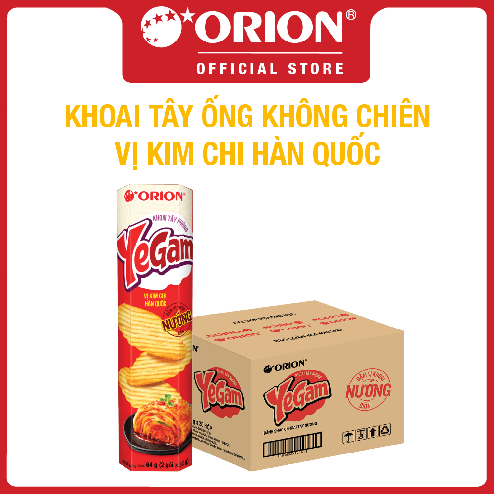 THÙNG BÁNH SNACK KHOAI TÂY NƯỚNG YEGAM VỊ KIM CHI HÀN QUỐC (20 HỘP/THÙNG)