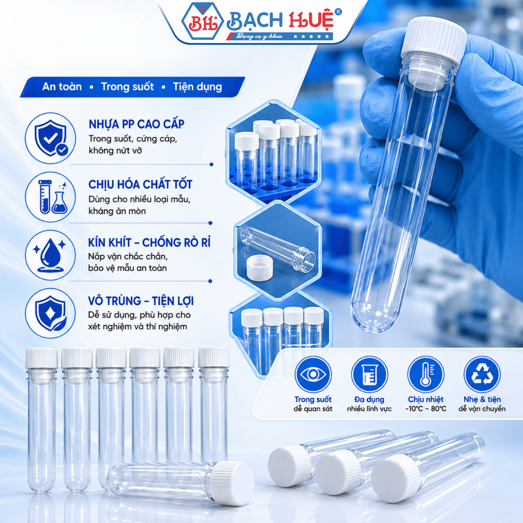 Bịch 500 Cái Ống Nghiệm Trắng Có Nắp Đậy 5ml – Ống Nghiệm Nhựa PP Lưu Mẫu Phòng Thí Nghiệm Cao Cấp