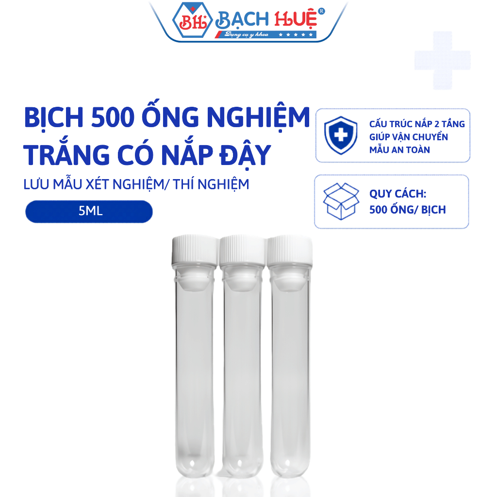 Bịch 500 Cái Ống Nghiệm Trắng Có Nắp Đậy 5ml – Ống Nghiệm Nhựa PP Lưu Mẫu Phòng Thí Nghiệm Cao Cấp