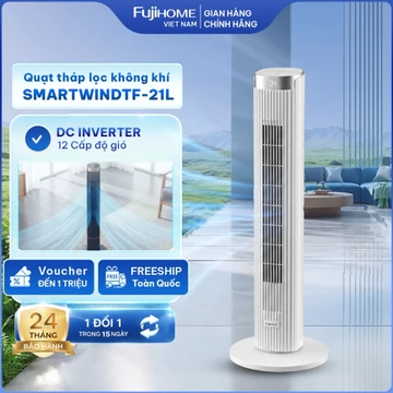 Quạt tháp thông minh lọc không khí Inverter Fujihome SmartWind TF-21L, quạt mát cây đứng không cánh tiết kiệm điện