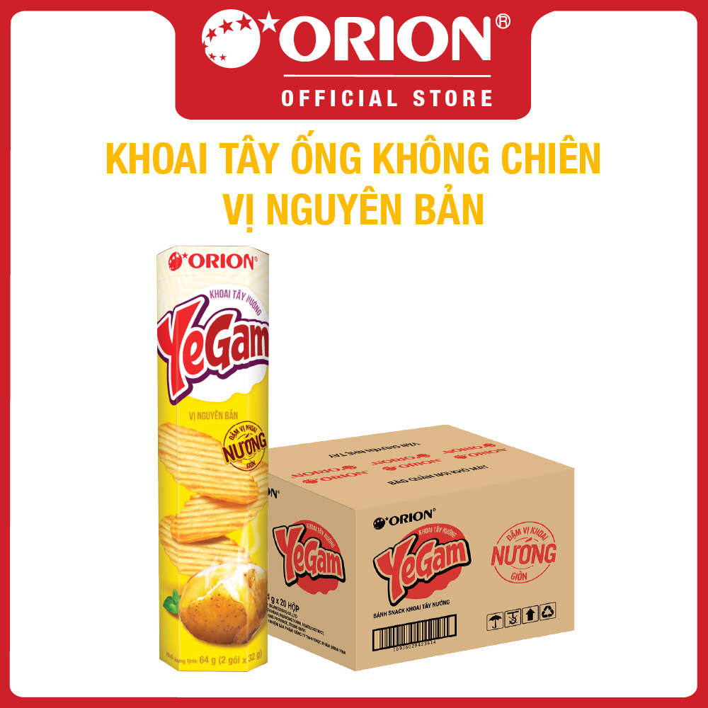 THÙNG BÁNH SNACK KHOAI TÂY NƯỚNG YEGAM VỊ NGUYÊN BẢN (20 HỘP/THÙNG)