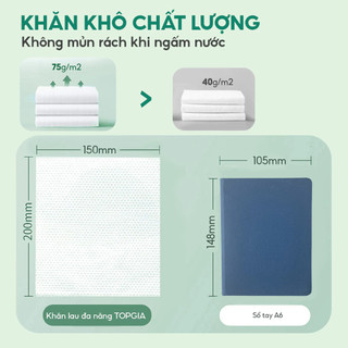 Combo 2 Khăn mặt khô Top Gia treo tường Sắc Việt, dùng 1 lần mềm mịn, an toàn cho mọi làn da tặng 1 băng vệ sinh ban đêm