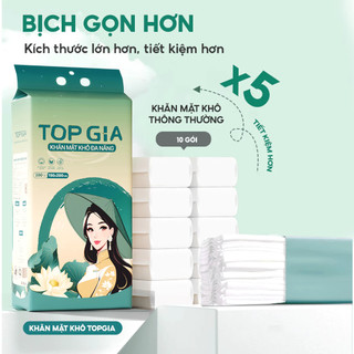 Combo 2 Khăn mặt khô Top Gia treo tường Sắc Việt, dùng 1 lần mềm mịn, an toàn cho mọi làn da tặng 1 băng vệ sinh ban đêm