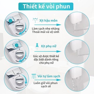 Angelmore Bidet gắn bồn cầu Không Cần Điện Vòi Phun Kép, Tự Làm Sạch, Điều Chỉnh Lưu Lượng, Tặng Van Chữ T Dễ Lắp Đặt 13