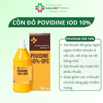 Dung dịch cồn đỏ sát khuẩn Povidine Iod 10% Dapharco 500ml