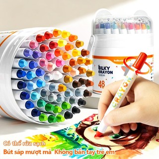 Màu Sáp Dầu Thiết Kế Cho Bé Sáng Tạo, Bộ 12/24 Màu Sáp Lụa Mịn, Bút Vẽ Mỹ Thuật Không Dính Tay, An Toàn