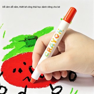 Màu Sáp Dầu Thiết Kế Cho Bé Sáng Tạo, Bộ 12/24 Màu Sáp Lụa Mịn, Bút Vẽ Mỹ Thuật Không Dính Tay, An Toàn