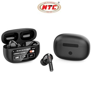 Tai nghe Bluetooth TWS PHANTOM T6 V5.4, pin 5H, chống ồn ANC + ENC, màn hình LCD điều khiển (Đen) - Phụ Kiện Nhất Tín