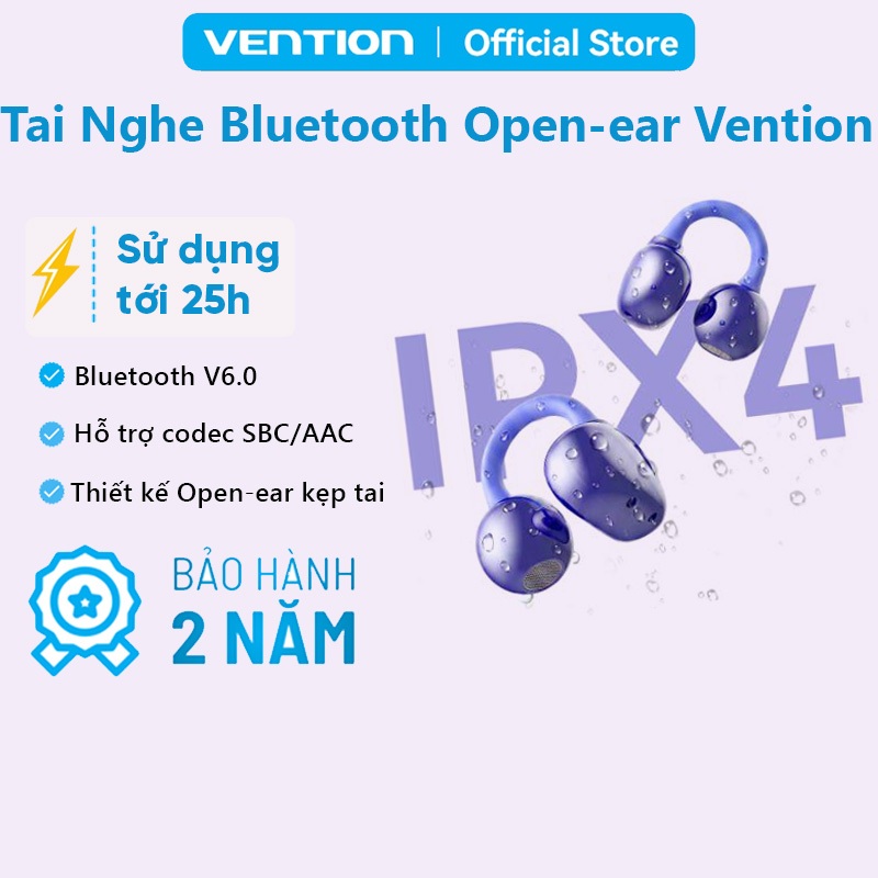 Tai Nghe Kẹp Tai Freeclip Vention, Chống Nước, Loa Kép Dynamic, Bluetooth 6.0, Pin Tới 25 Tiếng