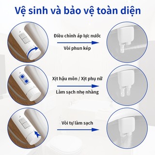 Angelmore Bidet gắn bồn cầu Vòi Xịt rửa Vệ Sinh Không Cần Điện, Tích Hợp 2 Chế Độ Xịt Hậu Môn & Phụ Nữ 8809