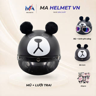 Mũ Bảo Hiểm Nửa Đầu 1/2 Tai Gấu Đen MA HELMETS Chính Hãng - Mũ Bảo Hiểm Dễ Thương Cho Nam Nữ