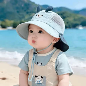 Mũ chống nắng mùa hè cho bé hình thú có dây cài chắc chắn
