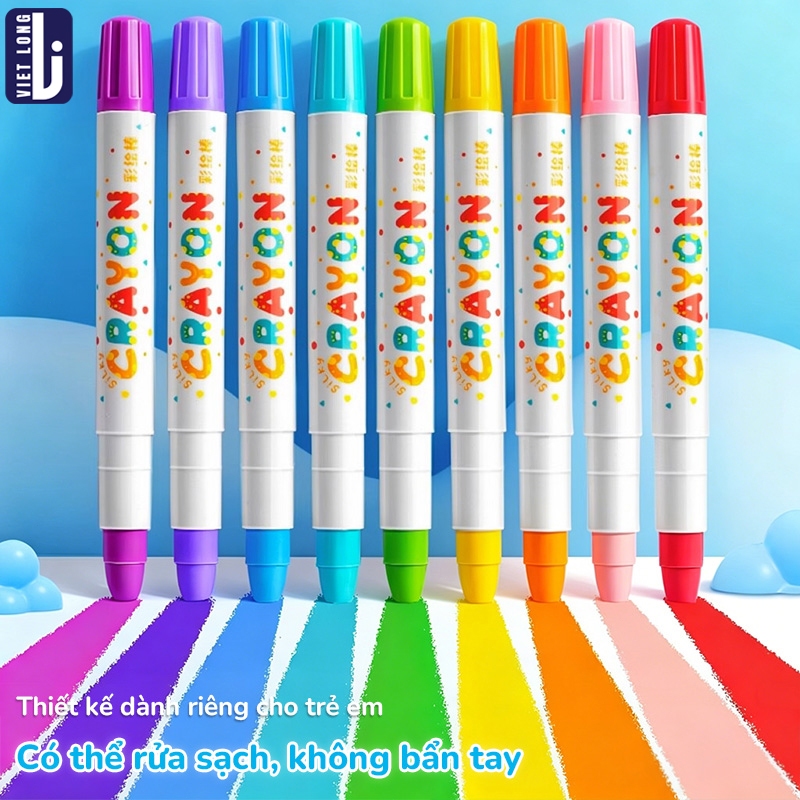 Màu Sáp Dầu An Toàn Cho Bé Vẽ Bút Xoay Không Dính Bẩn Tay Màu Đậm Đều Dụng Cụ Mỹ Thuật Sáng Tạo 36/48 Màu