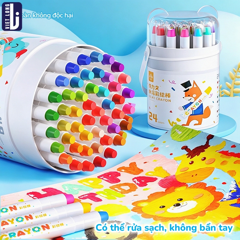 Màu Sáp Dầu An Toàn Cho Bé Vẽ Bút Xoay Không Dính Bẩn Tay Màu Đậm Đều Dụng Cụ Mỹ Thuật Sáng Tạo 36/48 Màu
