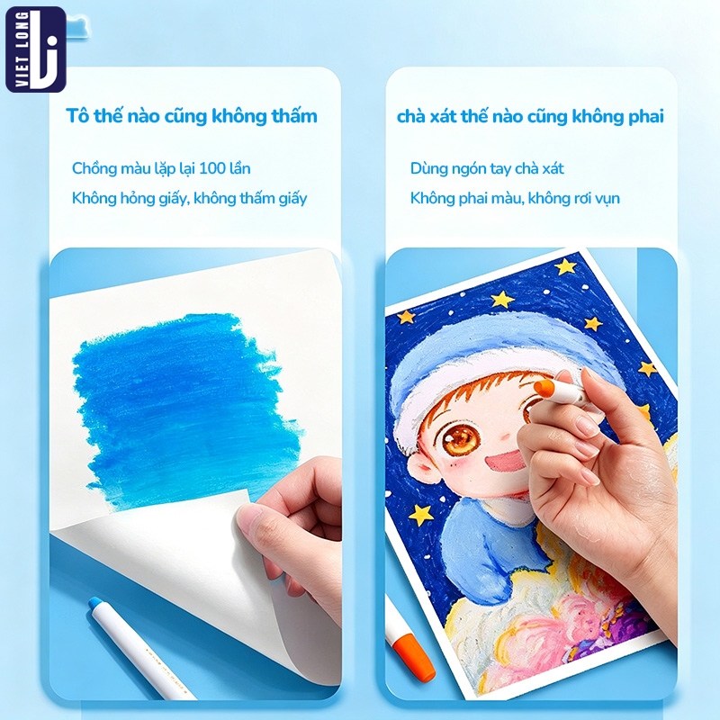 Màu Sáp Dầu An Toàn Cho Bé Vẽ Bút Xoay Không Dính Bẩn Tay Màu Đậm Đều Dụng Cụ Mỹ Thuật Sáng Tạo 36/48 Màu