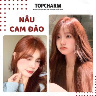 [DƯỠNG NHIỀU] Thuốc nhuộm tóc NÂU CAM ĐÀO màu hot trend chuẩn màu không tẩy mềm mượt kèm bộ dụng cụ TOPCHARM - CHAMIS