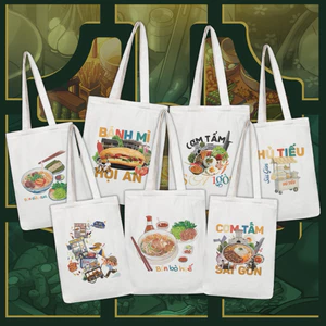 Túi tote có khóa bộ sưu tập món ăn Việt Nam vải dày dặn túi vải canvas tote ẩm thực VIỆT NAM tota0333