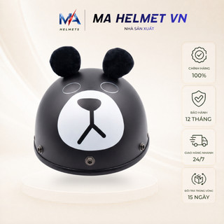 Mũ Bảo Hiểm Nửa Đầu 1/2 Tai Gấu Đen MA HELMETS Chính Hãng - Mũ Bảo Hiểm Dễ Thương Cho Nam Nữ