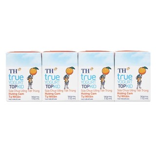 Thùng 48 hộp 110ML sữa chua uống tiệt trùng TH true YOGURT TOPKID hương cam tự nhiên(110 ml x 48)