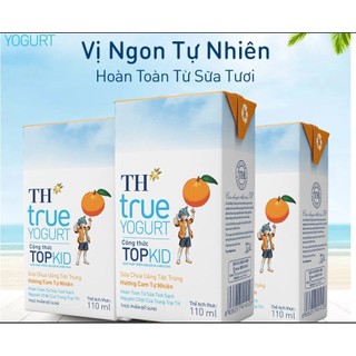 Thùng 48 hộp 110ML sữa chua uống tiệt trùng TH true YOGURT TOPKID hương cam tự nhiên(110 ml x 48)