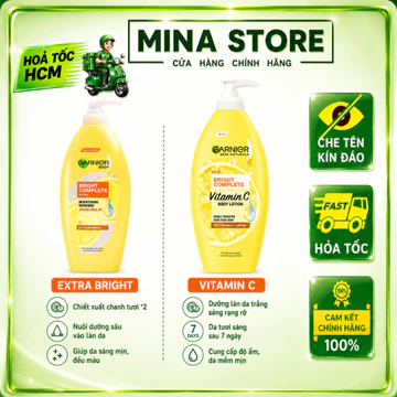 Sữa dưỡng thể Garnier Body Bright Extra lotion trắng da cấp ẩm dưỡng trắng da chuyên sâu 400ml - Mina Store
