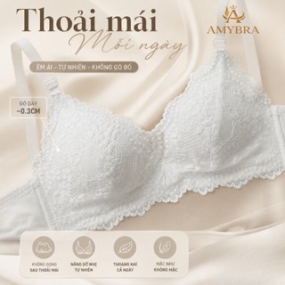 Combo Áo Ngực Nữ Phối Ren Cao Cấp - Set Áo Lót Không Gọng Đệm Mỏng Thoáng Khí AMYBRA A2004
