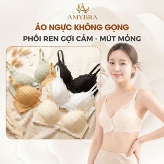 Combo Áo Ngực Nữ Phối Ren Cao Cấp - Set Áo Lót Không Gọng Đệm Mỏng Thoáng Khí AMYBRA A2004