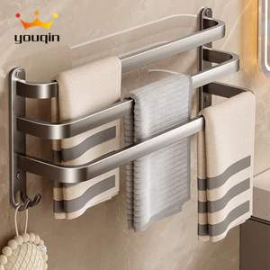Thanh treo khăn phòng tắm đa năng YOUQIN lắp đặt dán tường, chất liệu nhôm hàng không chống gỉ.