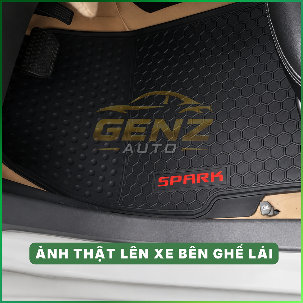 Thảm lót sàn cao su xe Chevrolet Spark đời 2011->2023 hàng chuẩn theo xe chịu lực tốt, chống trơn trươt, không mùi