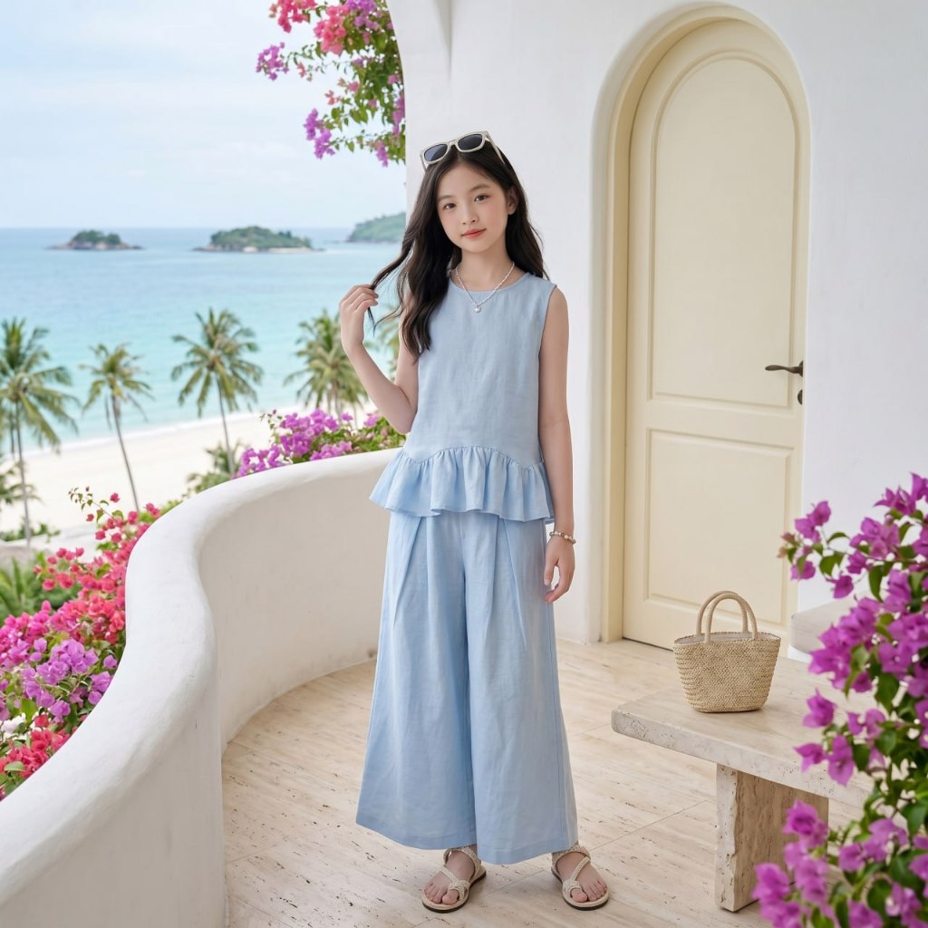 Set tơ màu xanh cho bé gái size đại BEESHOP H26092