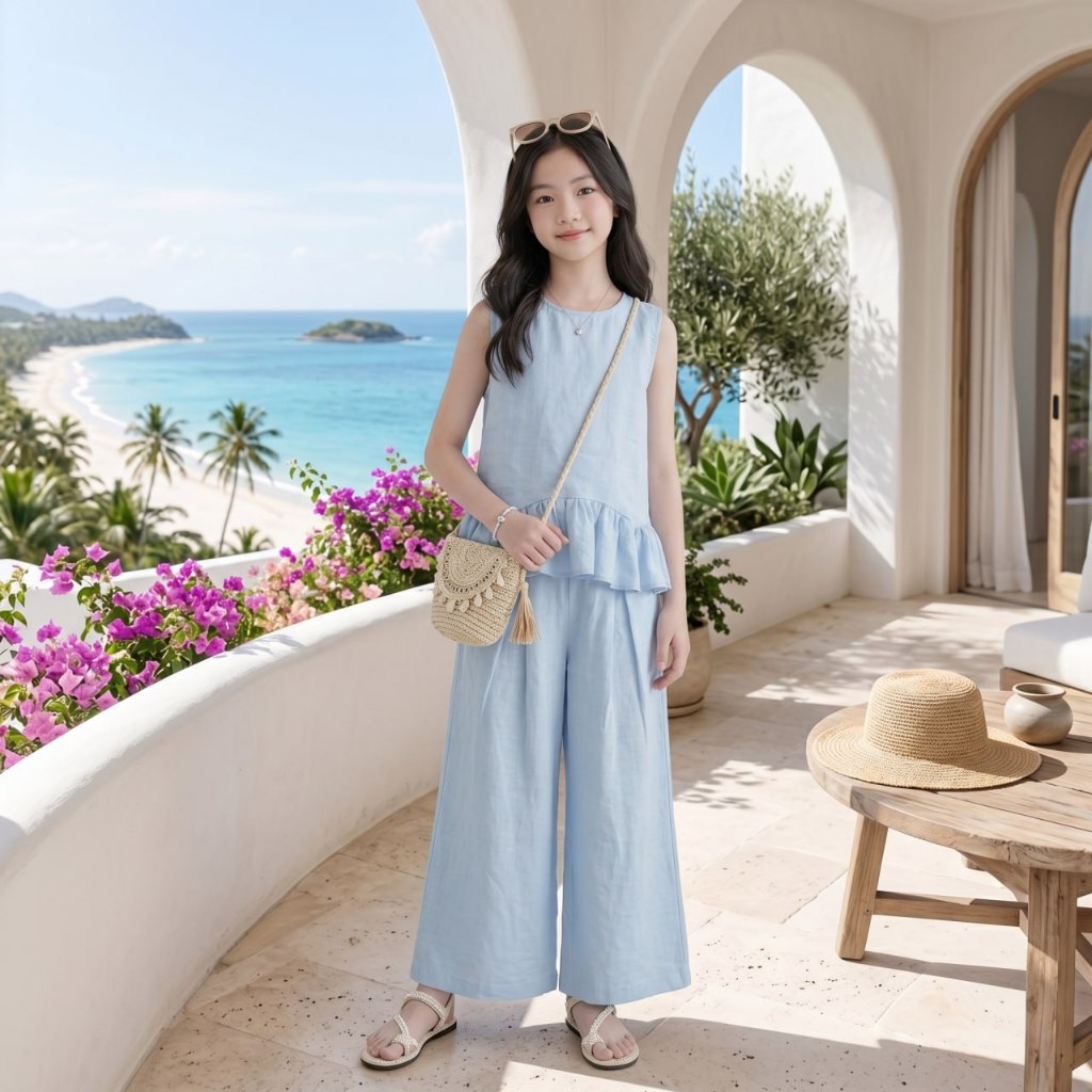 Set tơ màu xanh cho bé gái size đại BEESHOP H26092