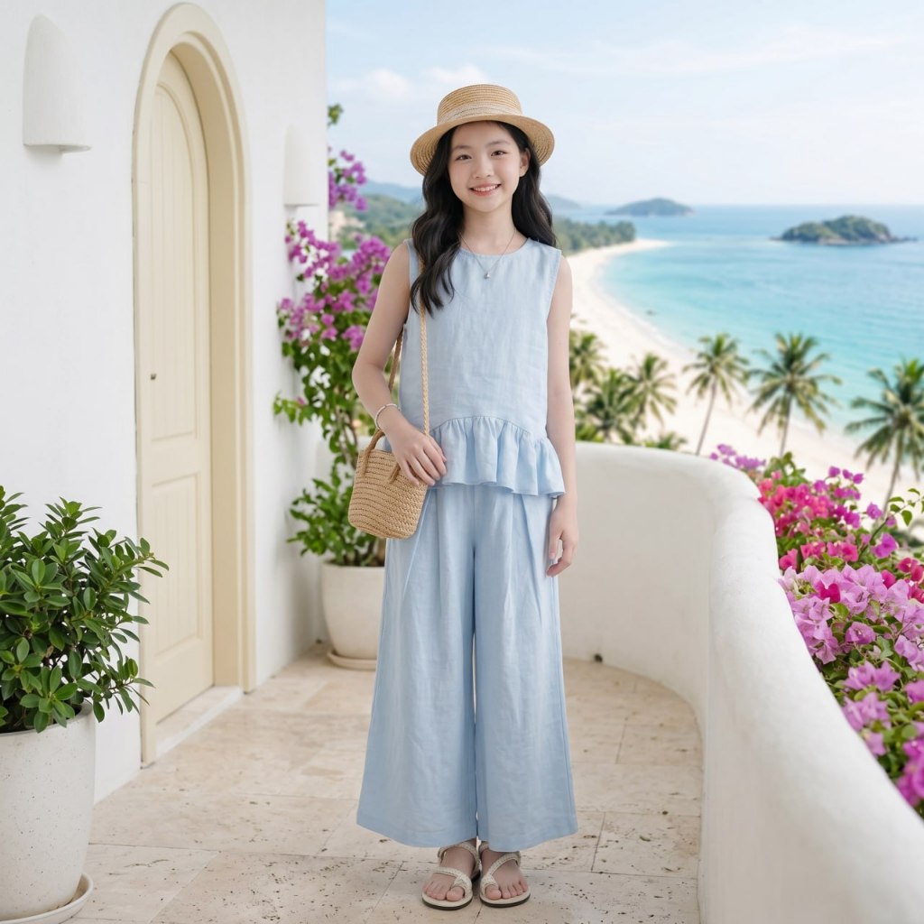 Set tơ màu xanh cho bé gái size đại BEESHOP H26092