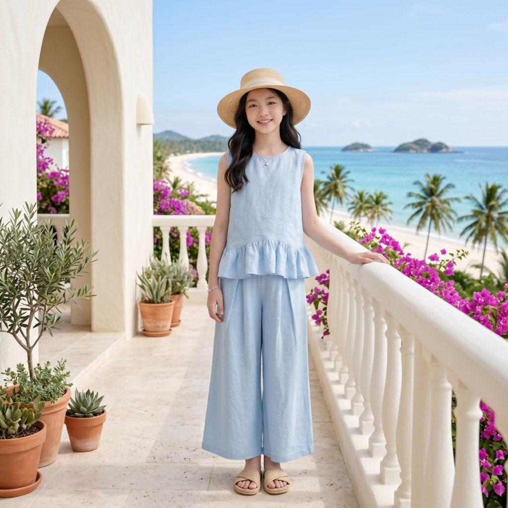 Set tơ màu xanh cho bé gái size đại BEESHOP H26092