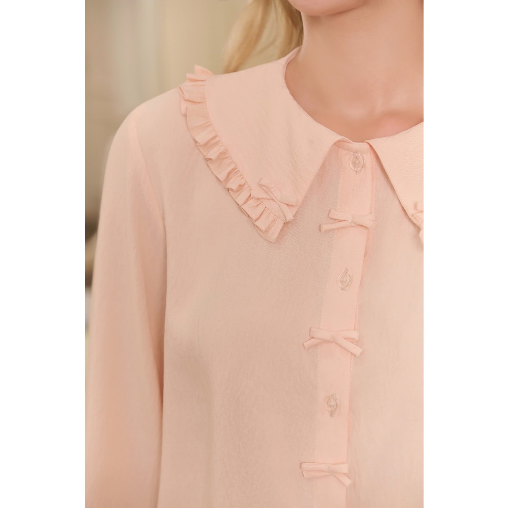 Đồ Ngủ Nữ Dài Tay Mặc Nhà Nữ Cổ Bèo, chất đũi cotton mềm mịn phù hợp mặc nhà - BDD03