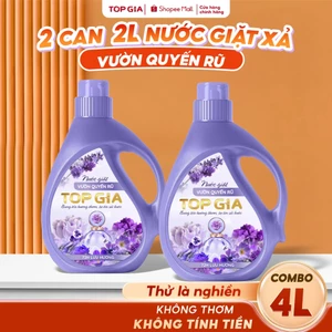 Nước Giặt Xả TopGia Vườn Quyến Rũ Can 2L Thơm Bung Toả, Lưu Hương 72H, Dịu Nhẹ An Toàn Cho Da