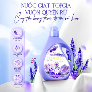 Nước Giặt Xả TopGia Vườn Quyến Rũ Can 2L Thơm Bung Toả, Lưu Hương 72H, Dịu Nhẹ An Toàn Cho Da