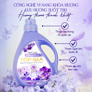 Nước Giặt Xả TopGia Vườn Quyến Rũ Can 2L Thơm Bung Toả, Lưu Hương 72H, Dịu Nhẹ An Toàn Cho Da