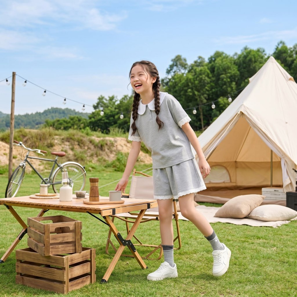 Set áo polo cổ sen phối ren cho bé gái size đại BEESHOP H26094