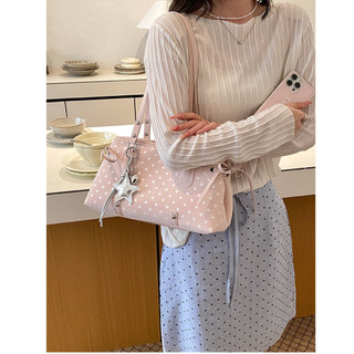 Túi đeo vai nữ hoạ tiết chấm bi tặng kèm charm sao xinh xắn chất liệu da lộn mềm mại túi xách nữ thời trang