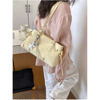 Túi đeo vai nữ hoạ tiết chấm bi tặng kèm charm sao xinh xắn chất liệu da lộn mềm mại túi xách nữ thời trang