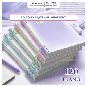 Sổ Còng A5/B5 Freedom Bossee Màu Gradient 120 Trang, Sổ Bìa Trong Khuyết Còng 10 Chấu Có Bìa Nhựa