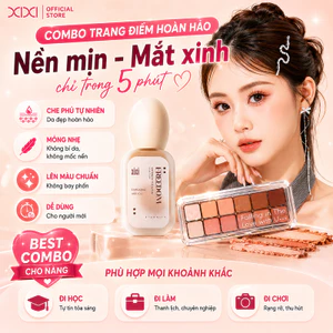 XIXI Combo Kem Nền D639 + Bảng Mắt D820 12 Màu, Che Phủ Mỏng Nhẹ, Lâu Trôi, Dễ Dùng
