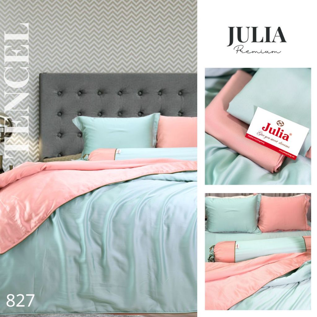 Bộ Chăn Ga Gối Lụa Tencel 100% Gỗ Sồi Cao Cấp Julia- Mềm Mịn, Mát Lạnh, Ga Giường Bọc Thun -SIZE 2Mx2M2 – Nhiều Màu J9HD