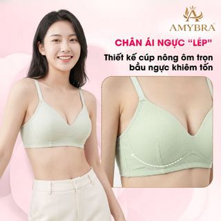 [ BST 2026 ] Áo Ngực Nữ Không Gọng Cotton Gân – Áo Lót Nữ Mút Mỏng Mềm Mại Co Giãn AMYBRA A409