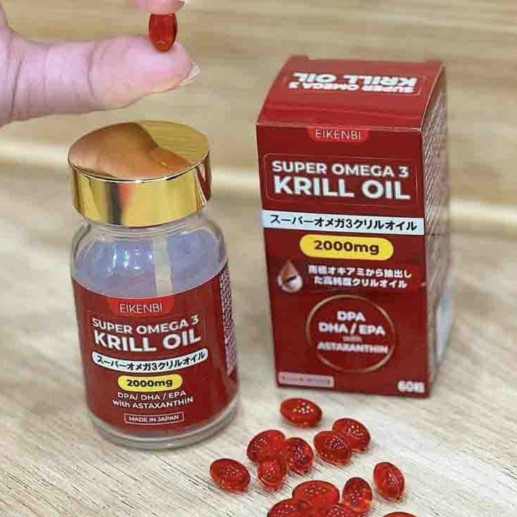 Viên Uống Dầu Nhuyễn Thể Super Omega 3 Krill Oil 2000mg Eikenbi [Hộp 60 viên]